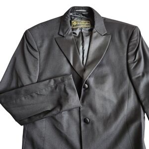 Vtg Loro Piana Lubiam 1911 Satin Tuxedo Blazer Men's 42 XL Black Formal Y2K